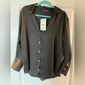 Black satin Zara blouse